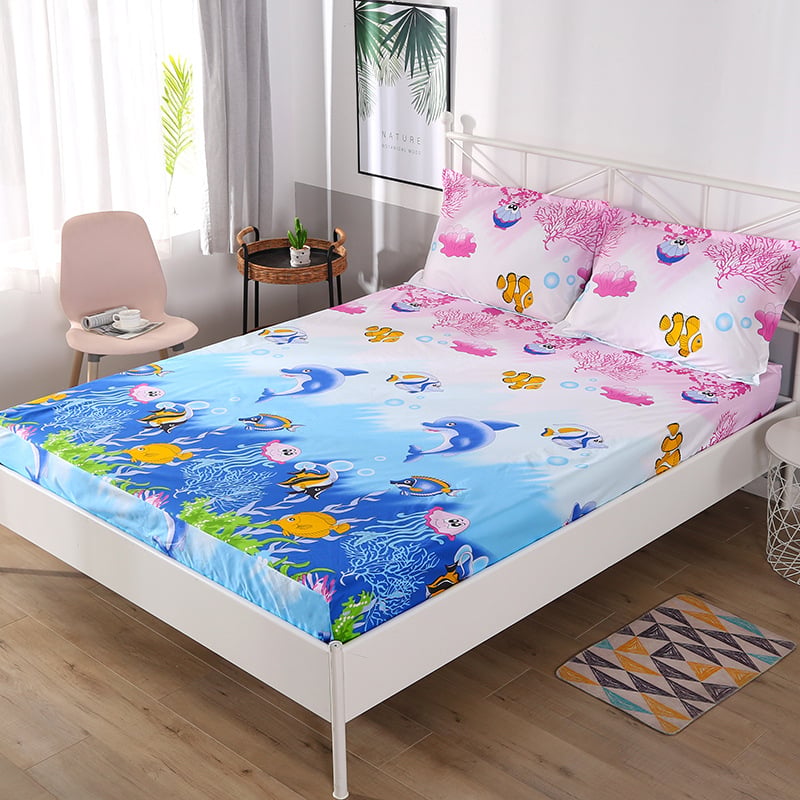 Vodotesný napínací placht s kvetinovým motívom, ochranný poťah na matrac, priedušný a pratelný, rozmer 150x200 cm