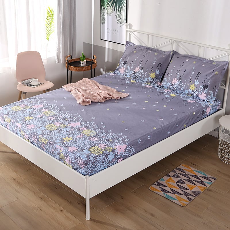 Vodotesný napínací placht s kvetinovým motívom, ochranný poťah na matrac, priedušný a pratelný, rozmer 150x200 cm