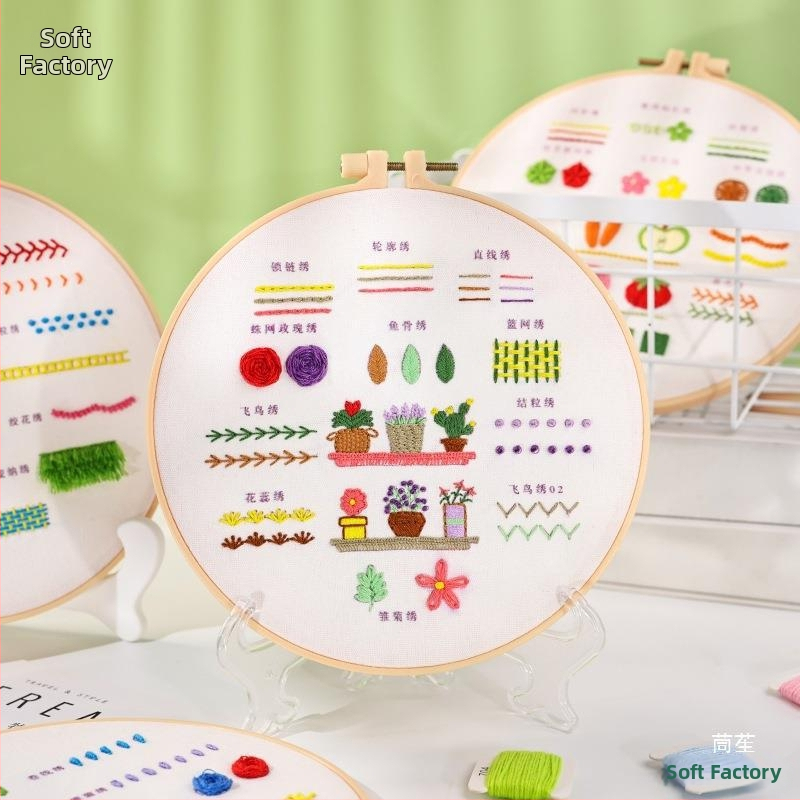 Ručne vyrobený DIY set materiálov na vyšívanie, kompletný súbor nástrojov pre začiatočníkov, jednoduchý cvičebný set