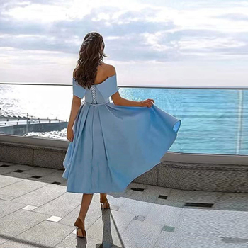 Egy vállú hosszú estélyi ruha, egyszerű és elegáns, A-vonalú fazon