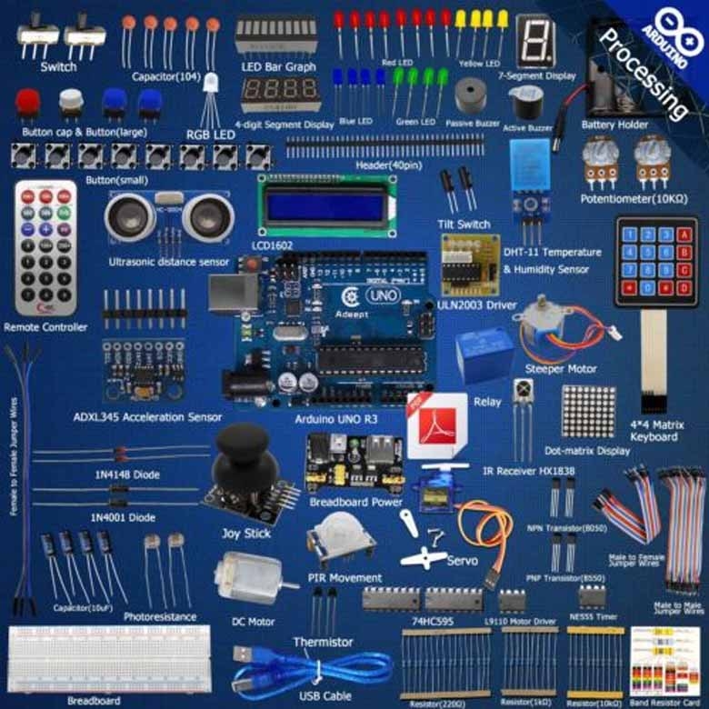 UNO R3 edukativni komplet, nadograđena verzija Aro starter kompleta, set koračnih motora sa kutijom za pohranu
