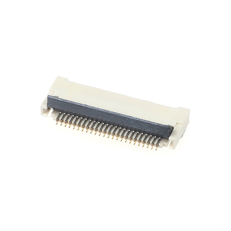 FPC konektor, krok 0,5 mm, výška 2,0 mm, predné zapojenie, zadné otočenie/zámok/zdvih/pritlač, vodorovný SMT konektor, 2-12 kontaktov