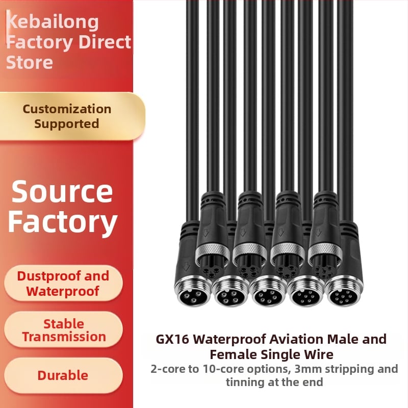 M16 konektor, letecký plug 2-10P, mužský a ženský spoj, IP67 vodotesný, GX16 napájací kábel