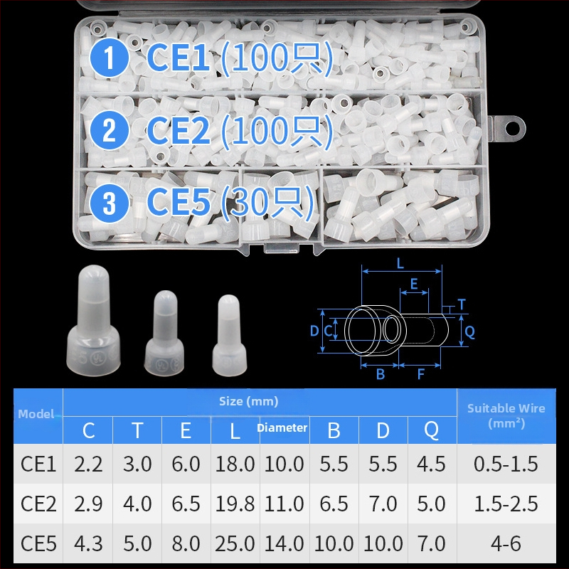 Kryt press-fit, uzavretý terminál, Nippl cap CE-1x2x5x pre vodiče