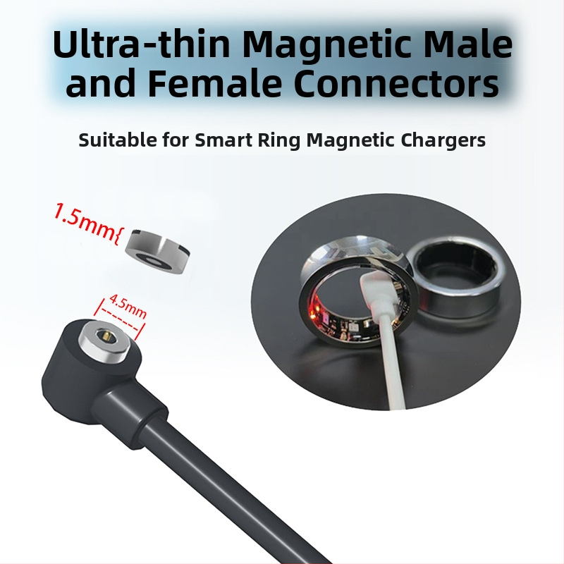 1,5 mm kruhový ultra tenký kábel pre nabíjanie inteligentného prsteňa, magnetický samica konektor, odolný voči vode