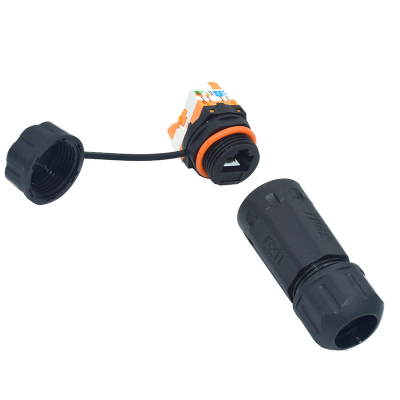RJ45 vodotesný sieťový konektor, predný panel, panelová montáž, 5G signál, spojovací pár