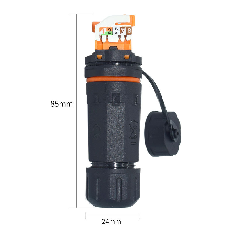 RJ45 vodotesný sieťový konektor, predný panel, panelová montáž, 5G signál, spojovací pár
