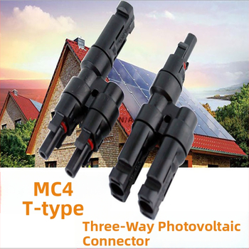 MC4 fotovoltický konektor, T-typ, 3-cestný pre solárne panely