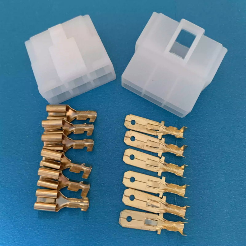 Automobilový konektor 6,3 mm, 2 rady, 6-pínový konektor, izolovaný spojovací konektor pre 6-žilový kábel, spojka a zásuvka