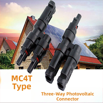 MC4 fotovoltický konektor pre solárne panely, T-typ rozdeľovač, 2 na 1 paralelný adaptér, 3-cestný konektor