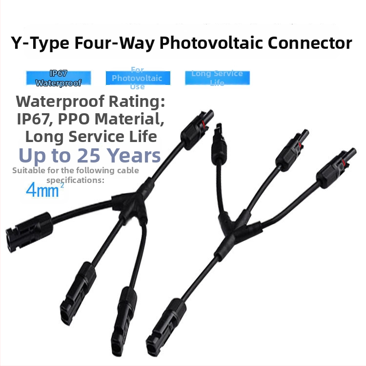 MC4 konektor fotovoltický Y-tvar, 4-pólový, pre paralelné a sériové zapojenie solárnych panelov