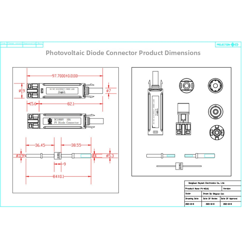 MC4 dióda fotovoltický konektor pre DC napájanie, ochrana proti spätnému toku, TUV certifikát