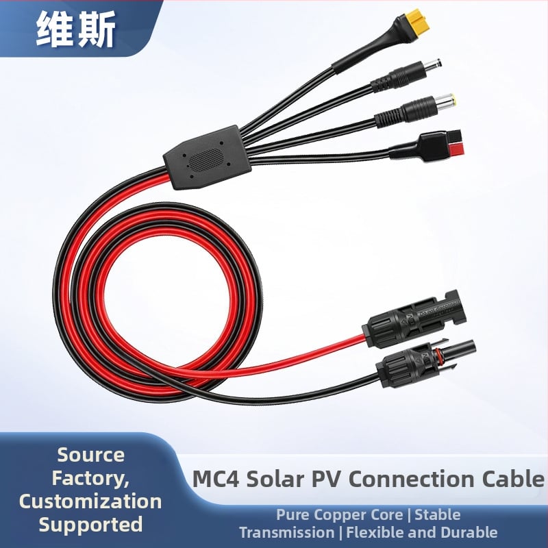 MC4 fotovoltaický konektor – predlžovací kábel s mužským/ženským adaptérom na DC5521/7909/TX60, 30A