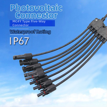 MC4 solárny PV konektor, Y-typ, päťcestný konektor pre zostavu panelov, paralelný adaptér 1–4