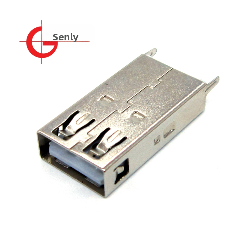 USB Type-A samica konektor, AF180°, vertikálne uchytenie na PCB, rovné/ohnuté nohy