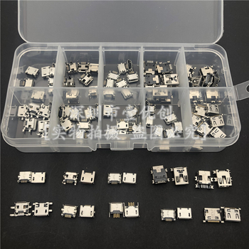 10 modelov Micro USB samičích konektorov, 100 kusov, rôzne špecifikácie, pre nabíjanie Androidu, s krabičkou