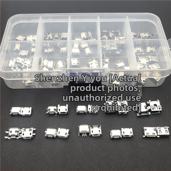 10 modelov Micro USB samičích konektorov, 100 kusov, rôzne špecifikácie, pre nabíjanie Androidu, s krabičkou