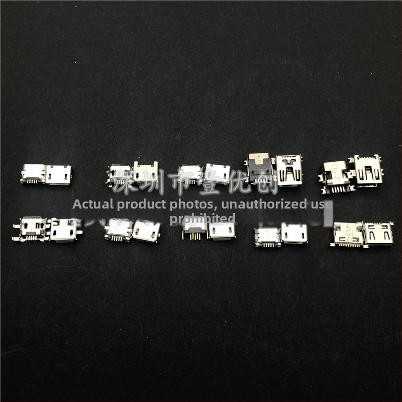 10 modelov Micro USB samičích konektorov, 100 kusov, rôzne špecifikácie, pre nabíjanie Androidu, s krabičkou