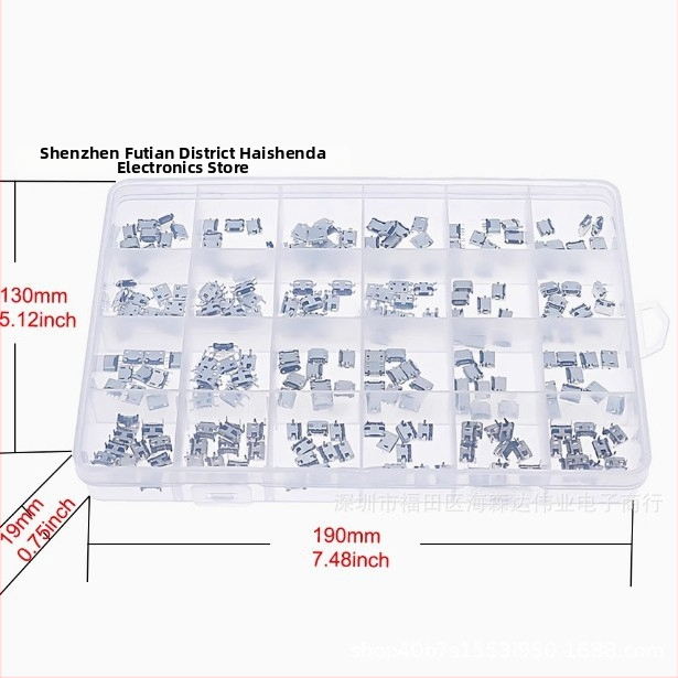 240 ks Micro USB samičie konektory, 24 typov, v krabici, Micro USB rozhranie