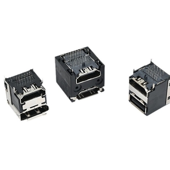 Vlastný D-Sub konektor, dvojvrstvový laminovaný USB a HDMI, DP 90° konektor na dosku PCB