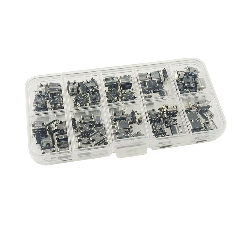 Type-C samica USB SMT zásuvka, USB 3.1, 4-pin, 10 typov, 100 kusov