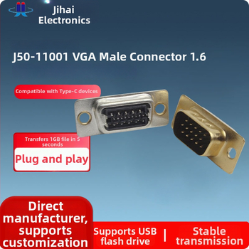 VGA 15-pínový samček D-Sub konektor s upínacou doskou, krok 1,6 mm