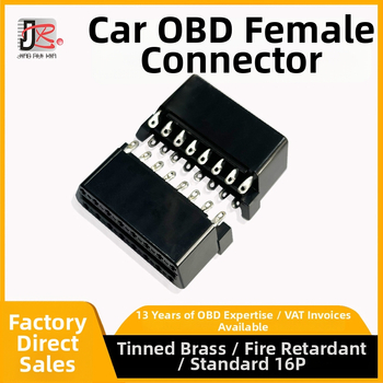 OBD2 ženský konektor, spájkovaný typ, diagnostický plug pre automobil, s meďnými pinmi potiahnutými cínom, ohňovzdorný
