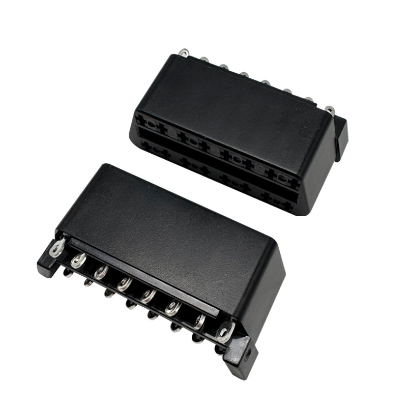 OBD2 ženský konektor, spájkovaný typ, diagnostický plug pre automobil, s meďnými pinmi potiahnutými cínom, ohňovzdorný