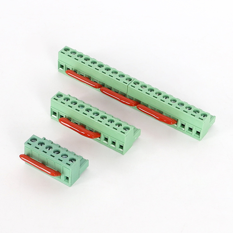 Pás spojky PCB s rozstupom 10 mm, H2519, meď, zelený terminál