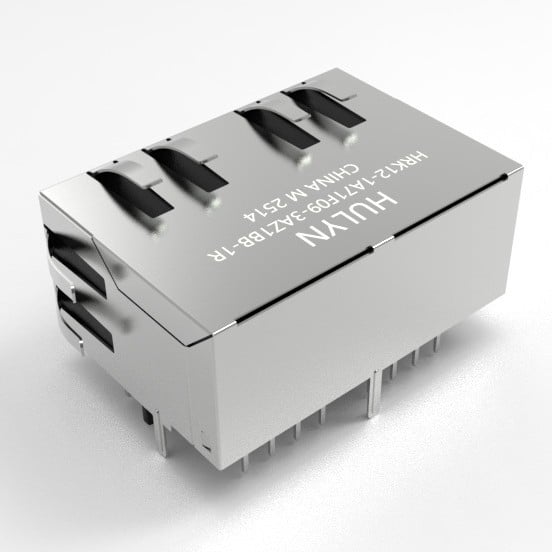 Hulyn 90° RJ45 zásuvka a 1×2 RJ45 konektor s LED indikátorom a transformátorom, 100 Mbps