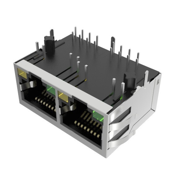 Hulyn 90° RJ45 zásuvka a 1×2 RJ45 konektor s LED indikátorom a transformátorom, 100 Mbps