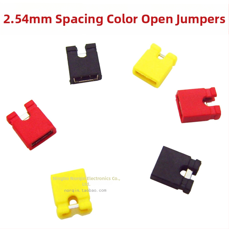 2,54 mm farebné otvorené jumper krytky, 2000 kusov v balení, červená žltá modrá zelená čierna, pre pin konektory