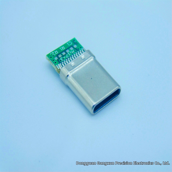 USB Type-C 3.1 konektor s PCB doskou, samčie konektor s 3 spájkovacími bodmi pre nabíjanie a dáta