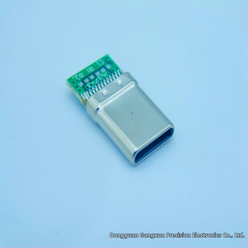 USB Type-C 3.1 konektor s PCB doskou, samčie konektor s 3 spájkovacími bodmi pre nabíjanie a dáta