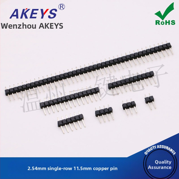 2,54 mm jednoriadový, 11,5 mm rovný pin header, 1×2P/3/4/5/6/7/8/10P/-40P, meďové piny