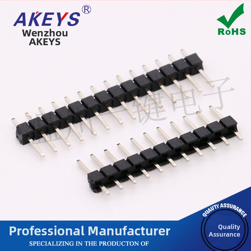 2,54 mm jednoriadový, 11,5 mm rovný pin header, 1×2P/3/4/5/6/7/8/10P/-40P, meďové piny