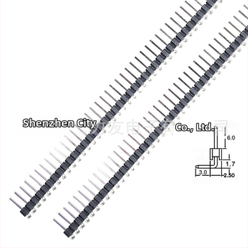 40-pínový jednoradový header, rozteč 2,54 mm, 90° ohnuté piny (1x40)