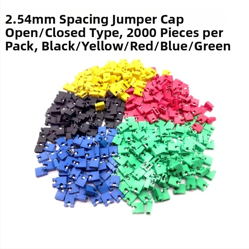 Jumperová zátka s roztečou 2,54 mm, skratovací blok, konektor pin header, otvorený/zatvorený typ, farby: čierna, žltá, modrá, červená, zelená