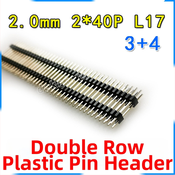 Dvojradový plastový konektor s pinmi, krok 2,0 mm, 2×40 pinov, výška 17 mm