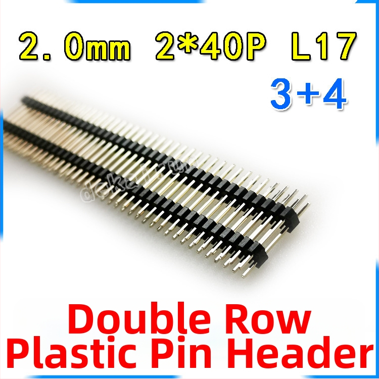 Dvojradový plastový konektor s pinmi, krok 2,0 mm, 2×40 pinov, výška 17 mm