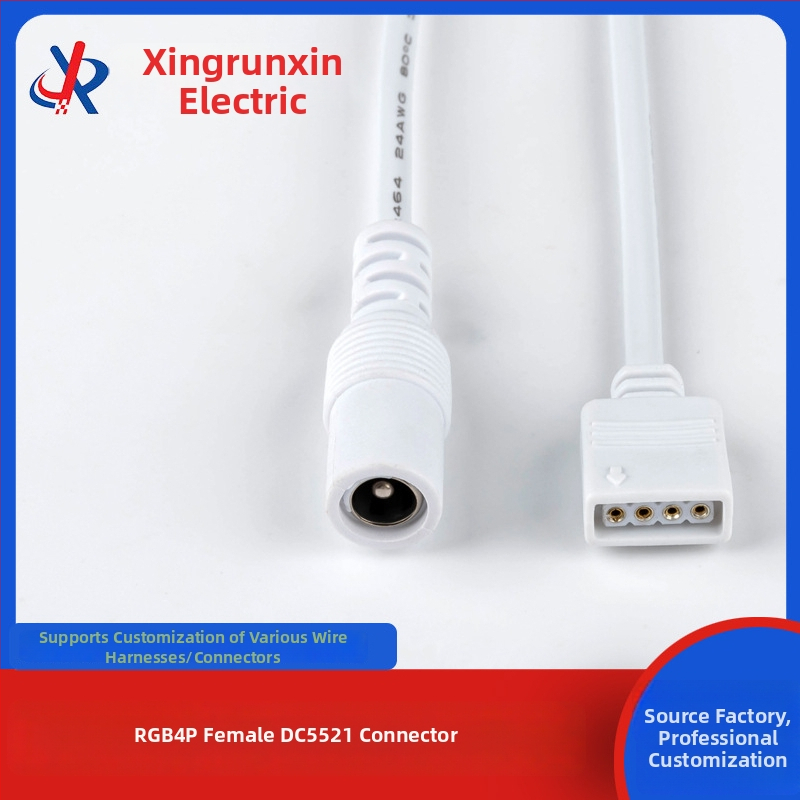 Kábel RGB4P – DC5521 samica konektor pre LED pásik, 410 mm, bez spájkovania