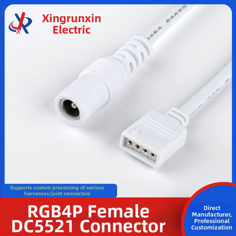 Kábel RGB4P – DC5521 samica konektor pre LED pásik, 410 mm, bez spájkovania