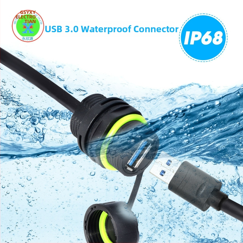 M20 RJ45 vodotesný konektor USB 3.0 IP68, 9-pólový terminálny vodič pre sieť s nylonovou izoláciou