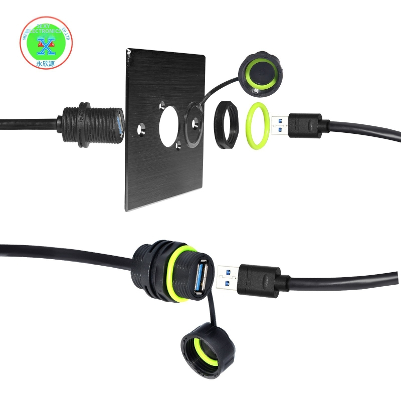 M20 RJ45 vodotesný konektor USB 3.0 IP68, 9-pólový terminálny vodič pre sieť s nylonovou izoláciou