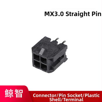 MX3.0 2x2P rovný pinový konektor, 180°, dvojradový, pre vodič-vodič a doska-doska