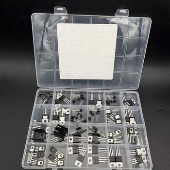 82 komada: 24 tipa snage tranzistora, MOSFET-a, tiristora i regulatora napona, TO-126/TO-92/TO-220
