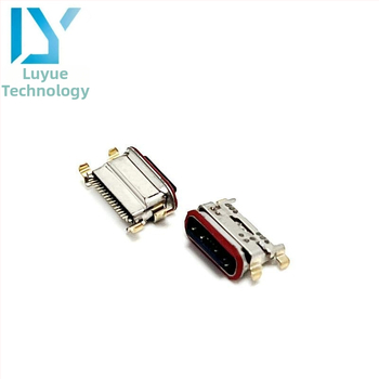 Type-C 16-pínový vodotesný ženský konektor, zvislý USB 16P, s podstavou a červeným gumovým krúžkom, výška 5,75 mm