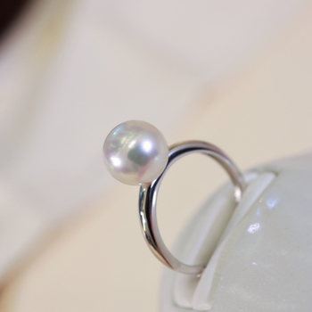 S925 srebrne komponente za prsten s 8–10 mm sladkovodnim biserima, jednostavan okrugli bezel za DIY prsten