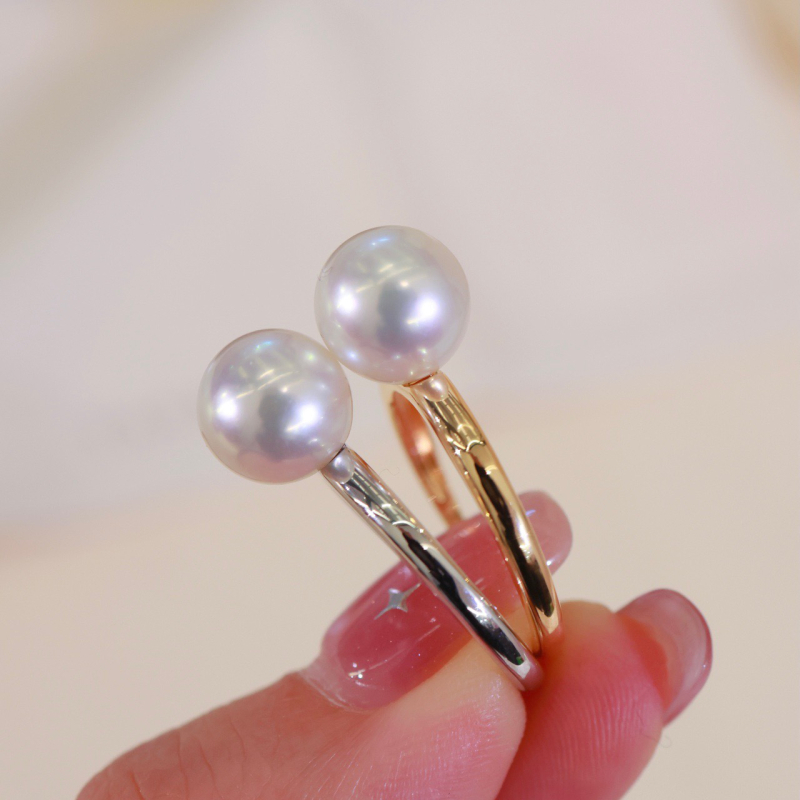 S925 srebrne komponente za prsten s 8–10 mm sladkovodnim biserima, jednostavan okrugli bezel za DIY prsten