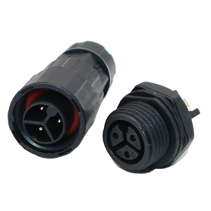 M16-3, 3-pólový vodotesný panelový konektor pre kábel k LED rastlinnej lampe
